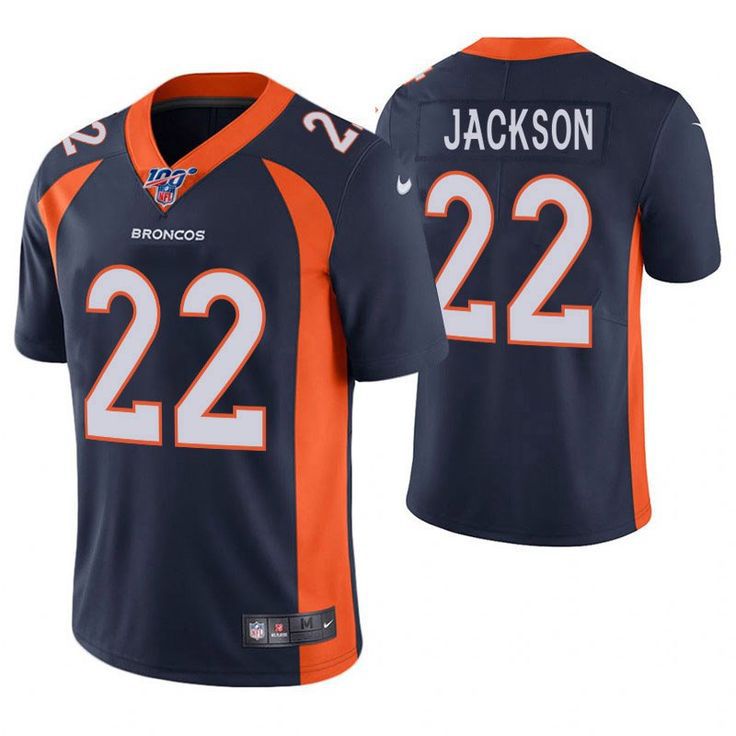 Men Denver Broncos #22 Kareem Jackson Nike Navy Blue 100th Limited NFL Jersey->denver broncos->NFL Jersey